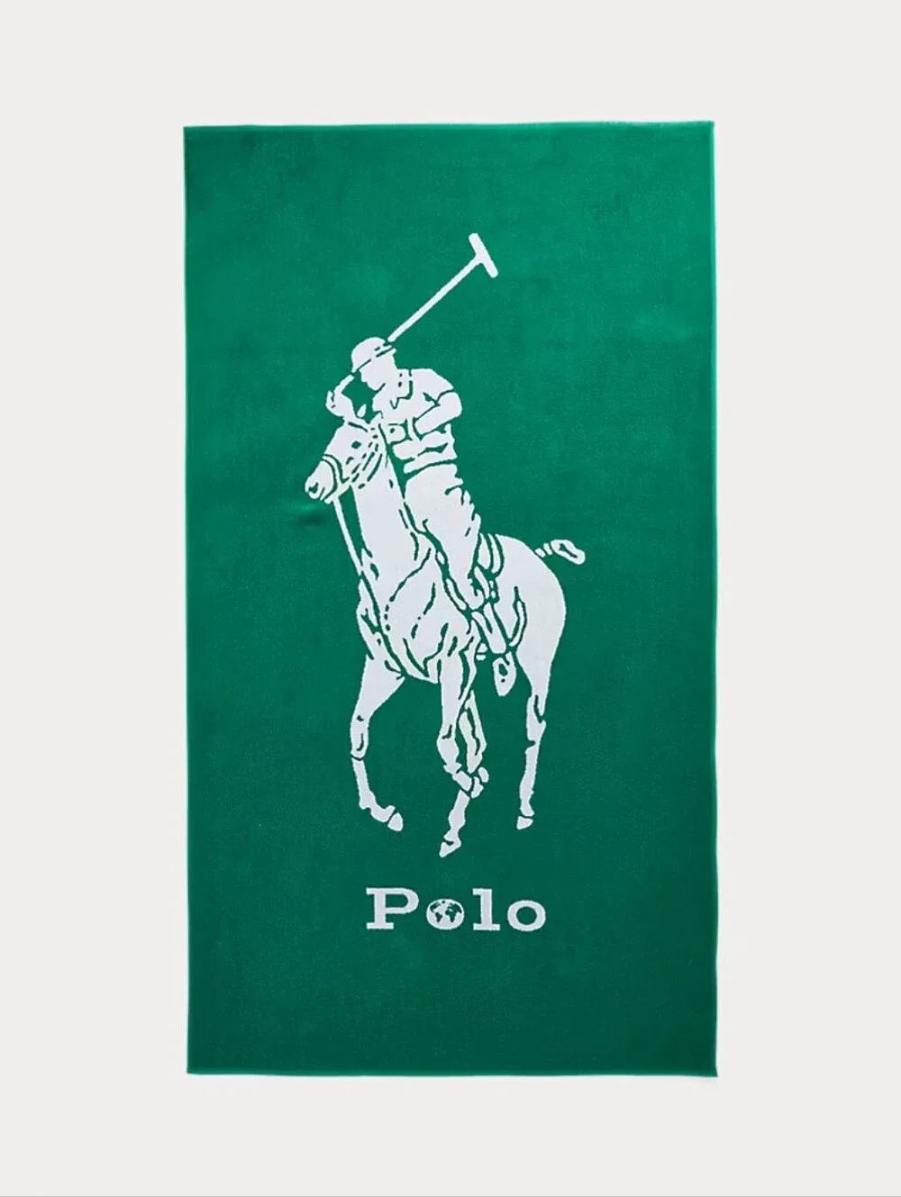 Ralph Lauren Home Green and White Polo Player Beach Towel